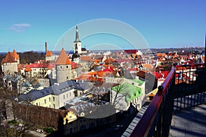 Tallinn, the capital of Estonia. Panoramic view of the medieval city from the balcony, Tallinn, Estonia